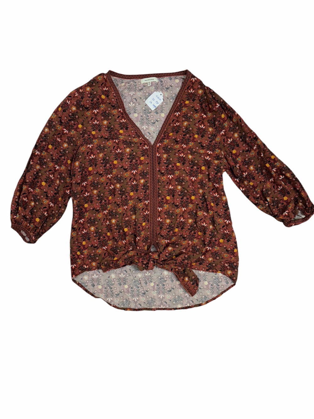 Max Studio Floral Front Tie Blouse size medium